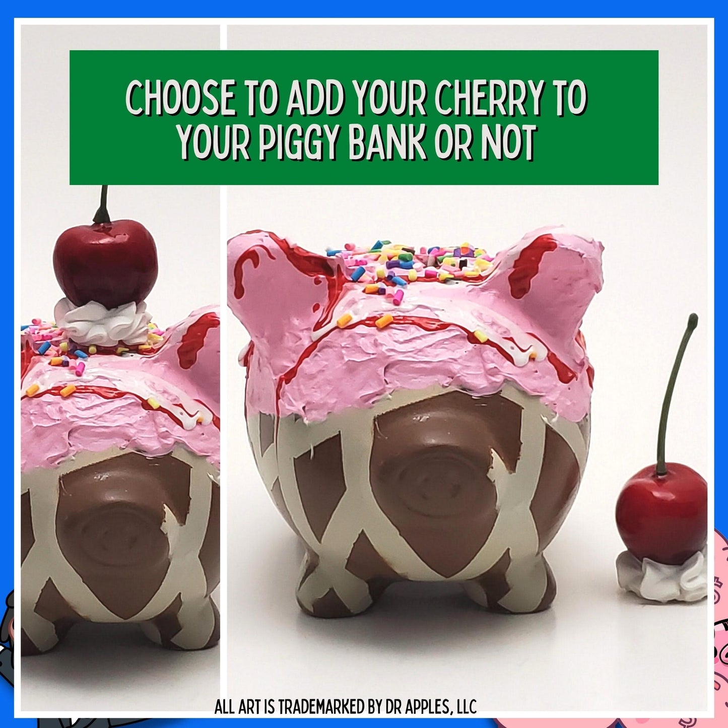 Ice Cream Piggy Bank | Chocolate with Chocolate Drizzle & Sprinkles | Unique Gift | Dr. Apples - Dr. Apples - Lacye A Brown