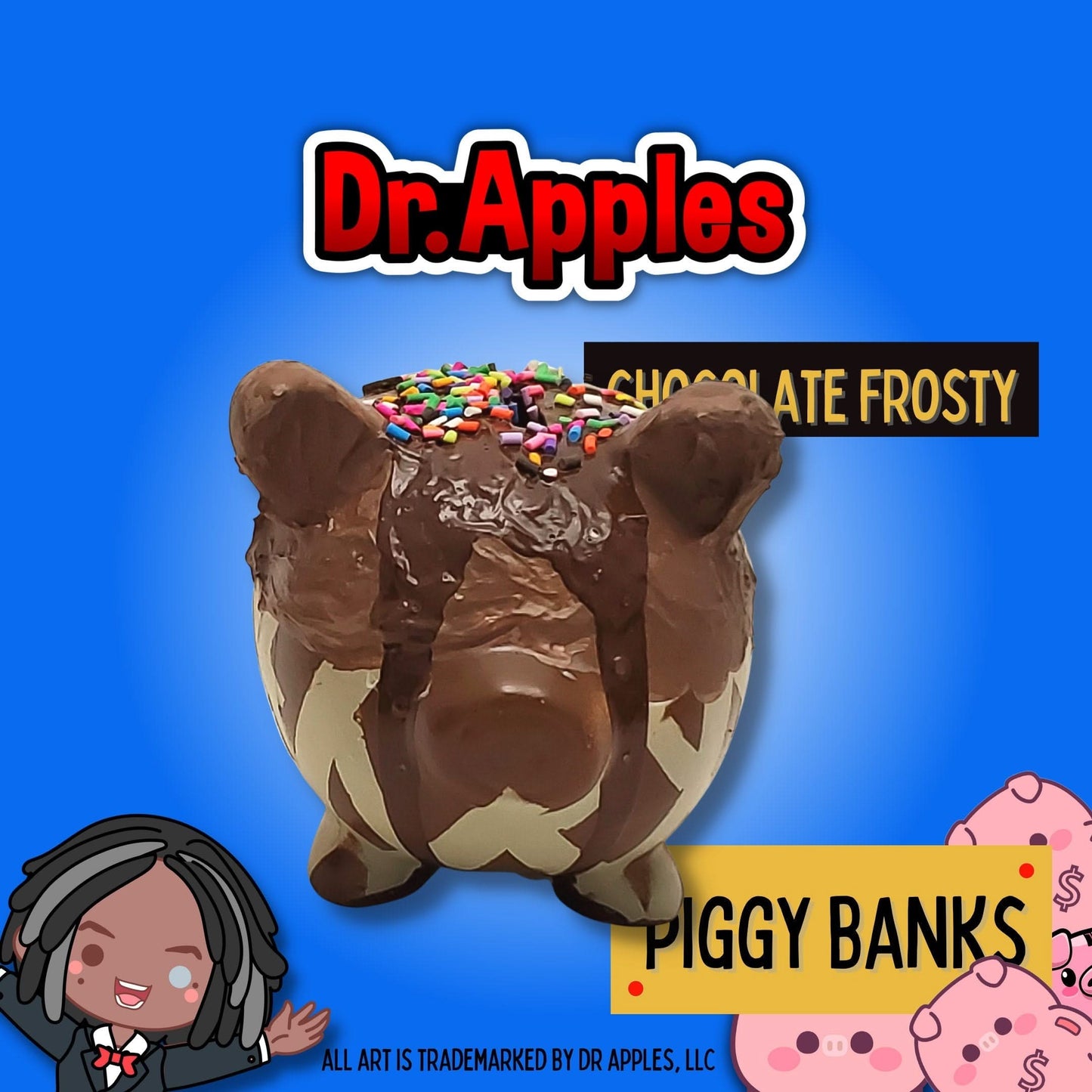 Ice Cream Piggy Bank | Chocolate with Chocolate Drizzle & Sprinkles | Unique Gift | Dr. Apples - Dr. Apples - Lacye A Brown