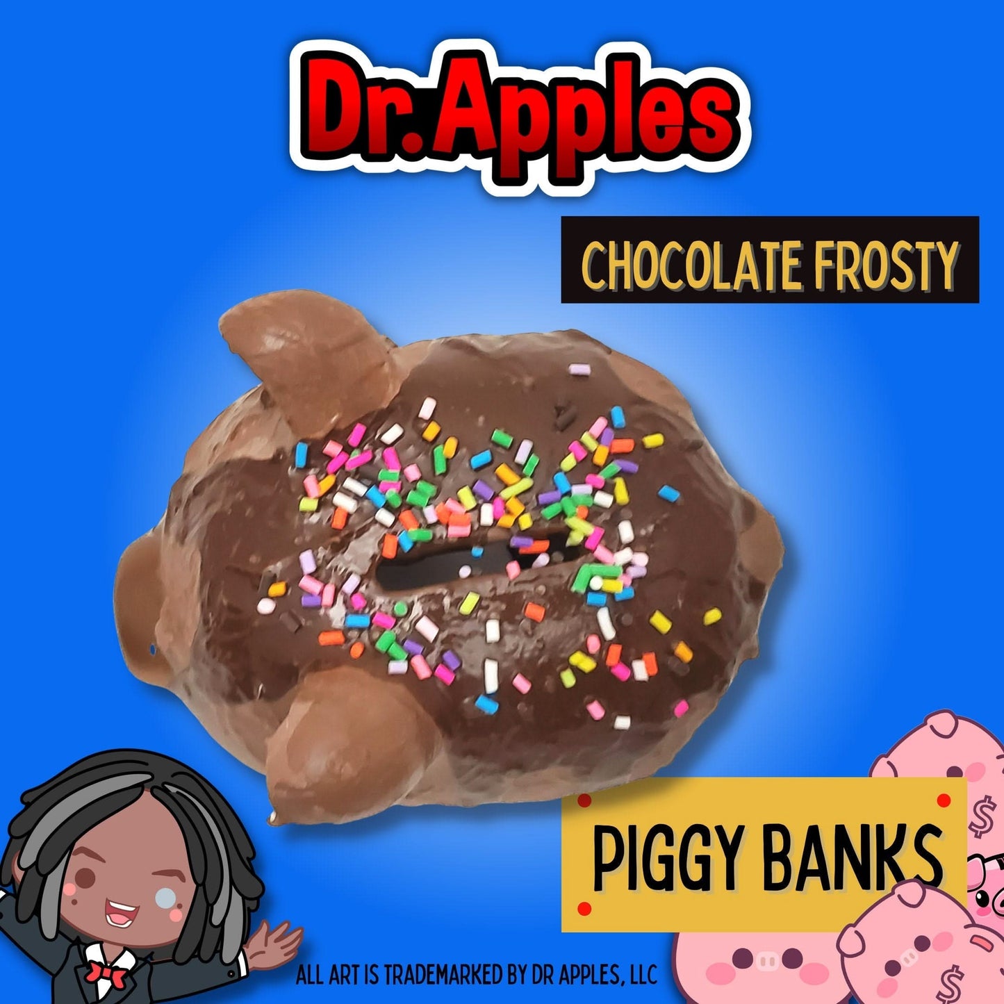 Ice Cream Piggy Bank | Chocolate with Chocolate Drizzle & Sprinkles | Unique Gift | Dr. Apples - Dr. Apples - Lacye A Brown