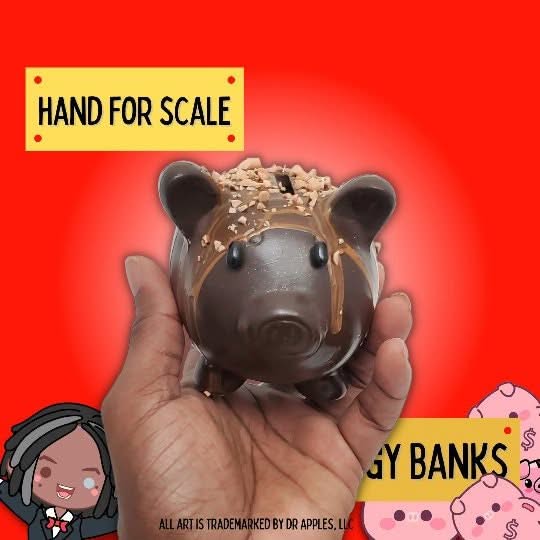 Ice Cream Piggy Bank | Strawberry with Chocolate Drizzle & Nuts | Unique Gift | Dr. Apples - Dr. Apples - Lacye A Brown