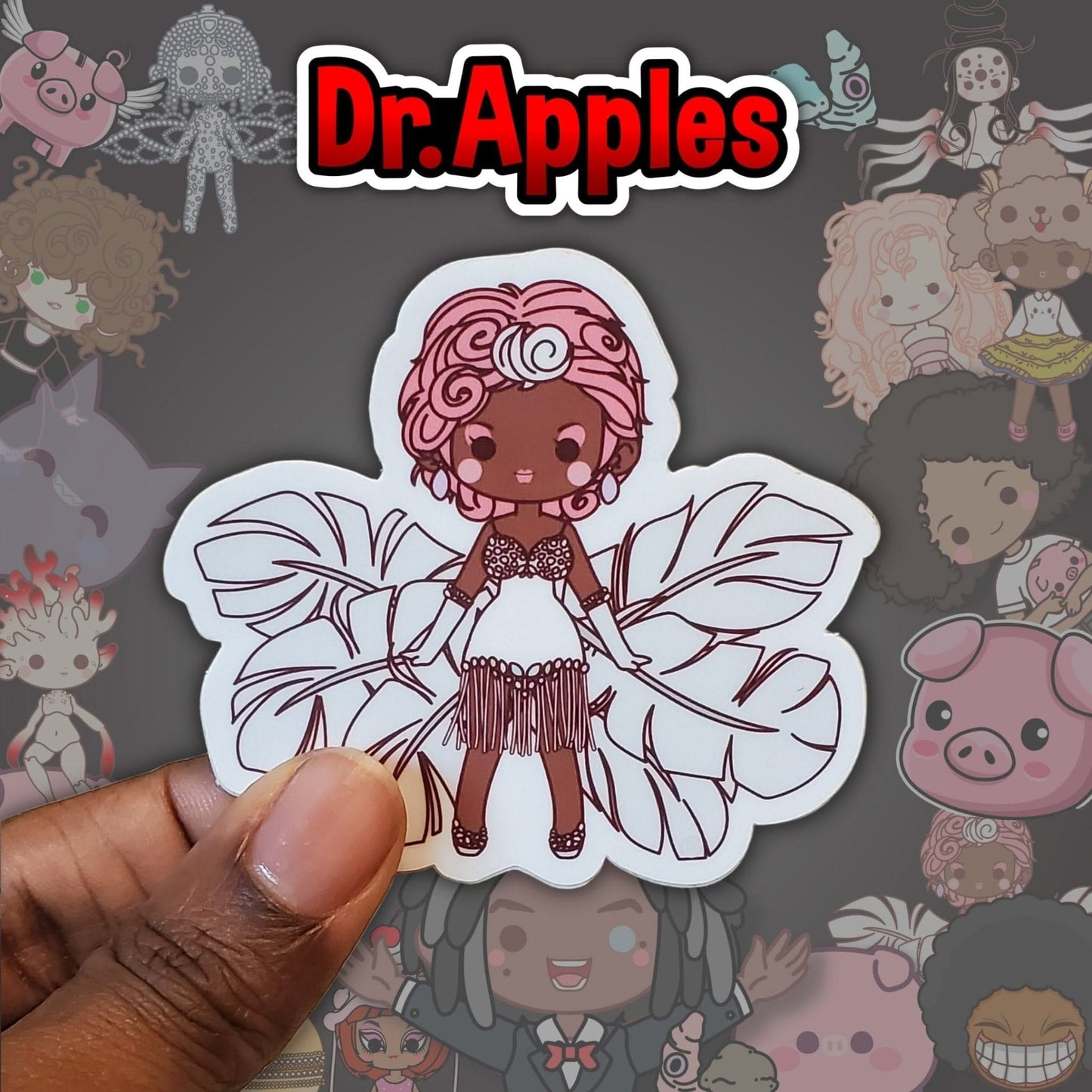 Sticker | Kawaii Doll | African American| Burlesque | Dr. Apples - Dr. Apples - Lacye A Brown